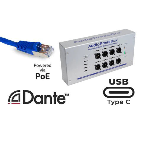 APB-112 OW-D-USB - On Wall, 1 DANTE input, 12 outs | AudioPressBox